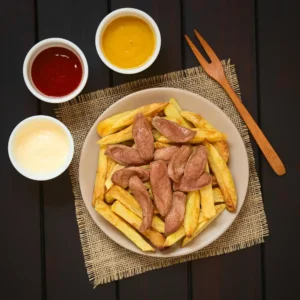 A serving of golden French fries, crispy on the outside and soft on the inside, lightly seasoned with salt.